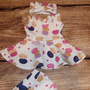 preemie dress with diaper cover and headband bow/reborn doll clothes